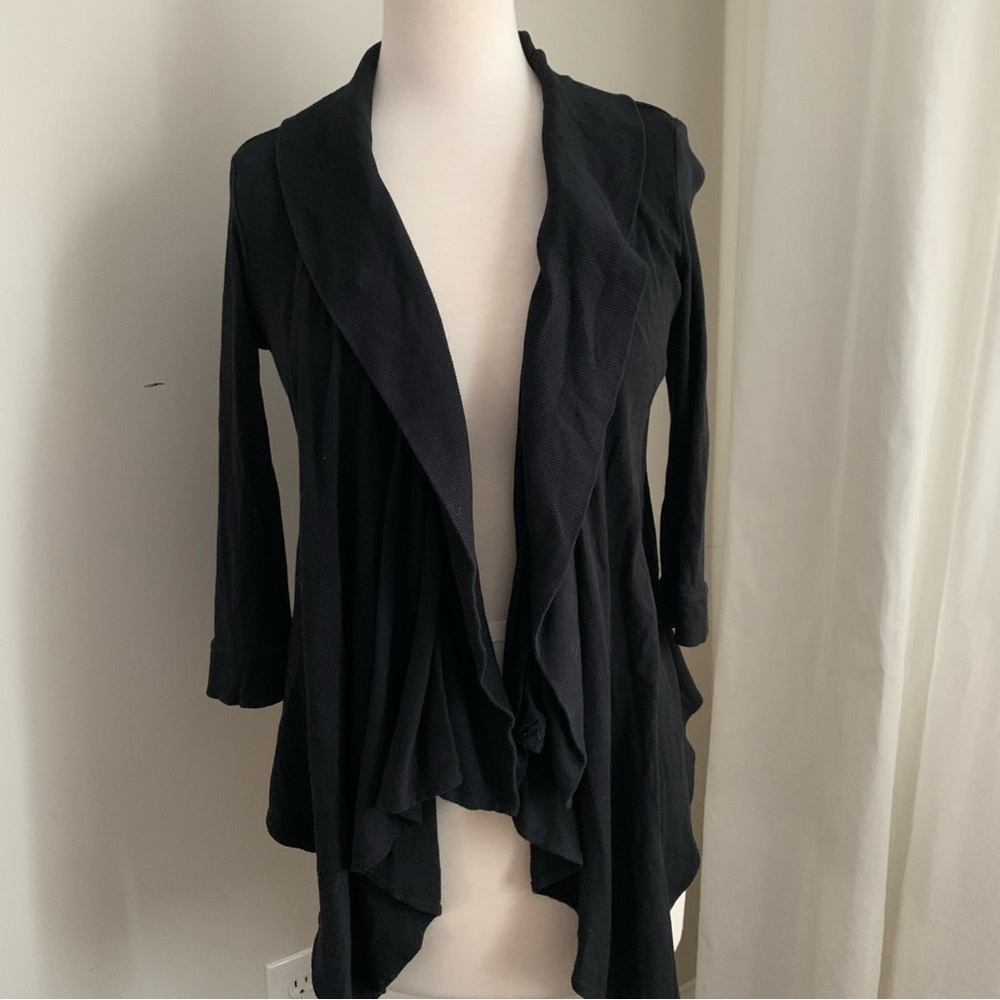 Adrianne Vittadini Black Draped Cardigan Size Petite Small